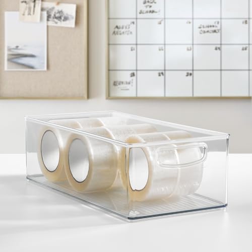 iDesign Stackable Clear Storage Bin - Kitchen Organizer with Handles