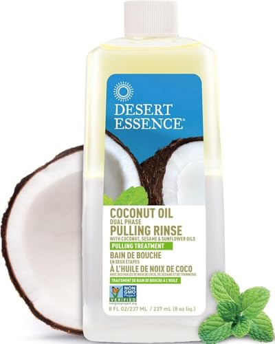 Desert Essence Coconut Oil Pulling Rinse with Mint, 8 fl oz - Organic & Vegan