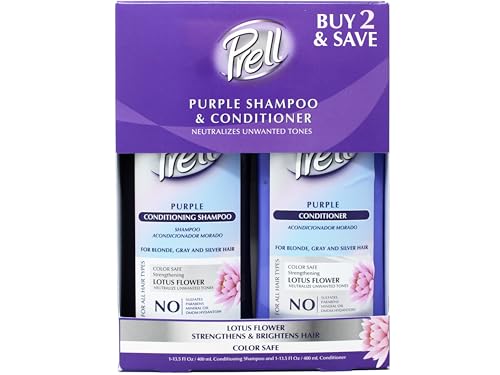 Prell Purple Shampoo and Conditioner Set for Blonde, Gray & Silver Hair