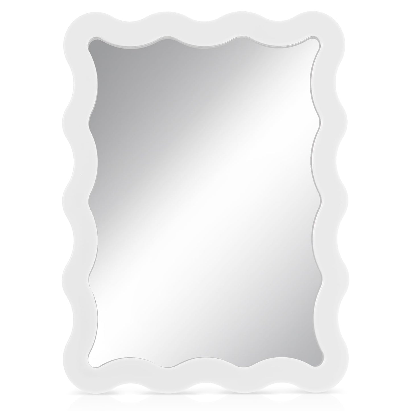 Leinuosen 7x9'' Scalloped Magnetic Locker Mirror Real Glass Makeup Mirror with Magnetic Backing Cute Locker Decorations for Office Cabinet Lockers Accessories(White)