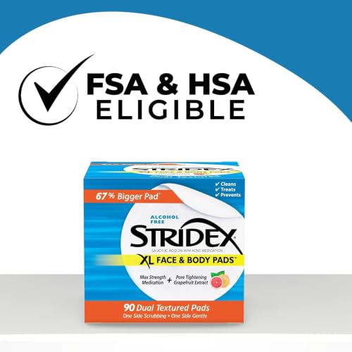 Stridex XL Face & Body Acne Pads - 90 Ct Salicylic Acid Treatment