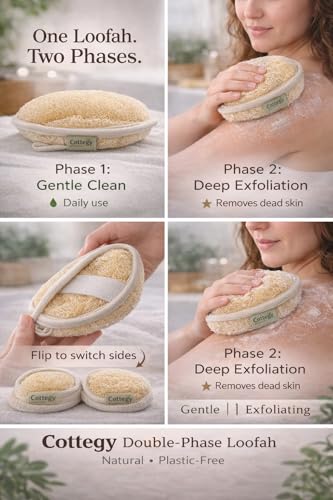 Cottegy Natural Egyptian Loofah Body Scrubber - Eco-Friendly Exfoliator