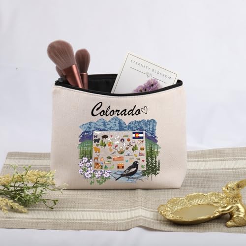 Colorado Map Cosmetic Bag - Durable Canvas Makeup Pouch for Travel