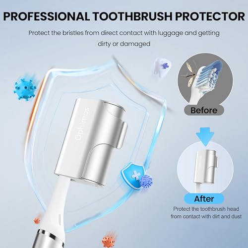 Ophimos Aluminum Toothbrush Head Cover Cap - Travel Protector (2 Pack, Silver+Pink)