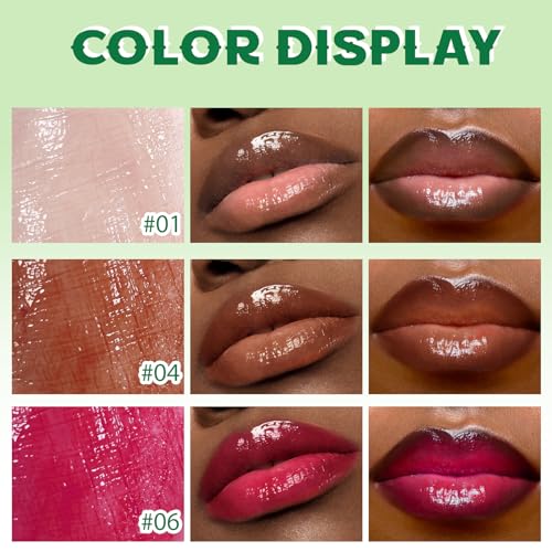 HOSAILY Moisturizing Solid Lip Gloss Set 0.05oz x 4 - Lip Oil & Lip Liner Combo for Women