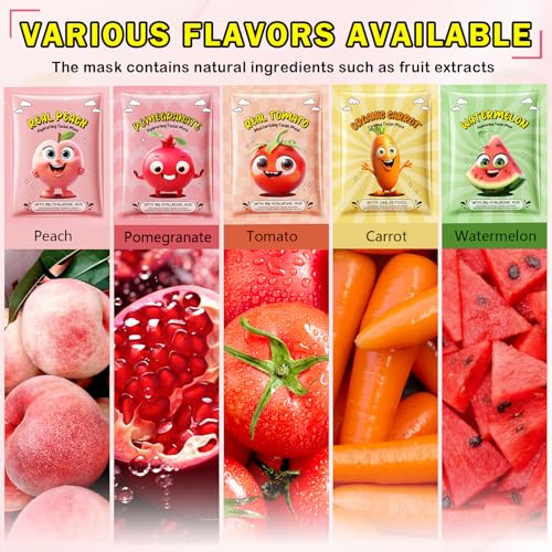 10 Pack Fruit Face Masks - Hydrating Skincare for Kids & Teens