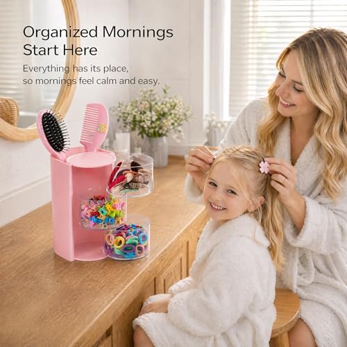 3-Tier Pink Hair Accessories Organizer Caddy - Imakmasion