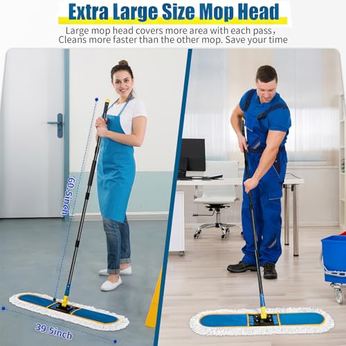 24" Heavy Duty Commercial Dust Mop with 2 Cotton Pads