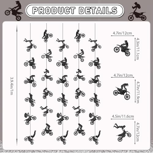 Dirt Bike Birthday Party Decorations - 8 Pcs Garland Banner Set