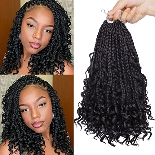 Union Beauty 10 Inch Boho Box Braids Crochet Hair with Curly Ends, 8 Packs