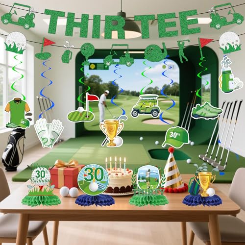 Golf 30th Birthday Decorations - 14 Pcs Golf Themed Party Set