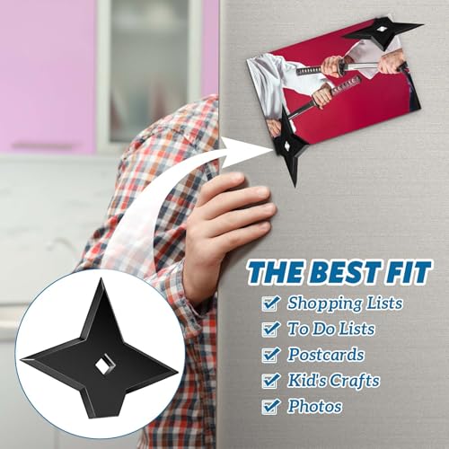 Weewooday 10 Pack Ninja Star Refrigerator Magnets - Cool Black Decor