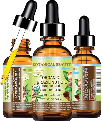 Botanical Beauty Organic Brazil Nut Oil - 2 Fl Oz for Skin, Hair, and Nails