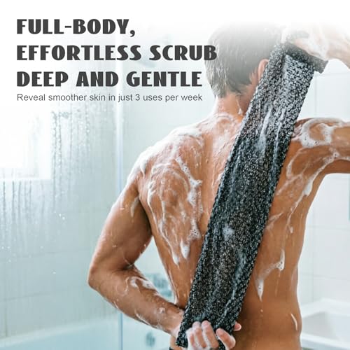 Black Exfoliating Shower Towel - Extra Long Back Scrubber