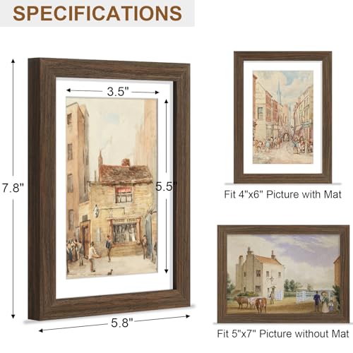 Vittanly 5x7 Solid Wood Picture Frame with Plexiglass - Brown