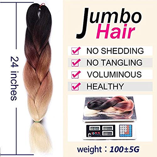 Ash Blonde 24in Jumbo Braiding Hair Extensions – 3 Bundles, Pre-Stretched High Temp Synthetic