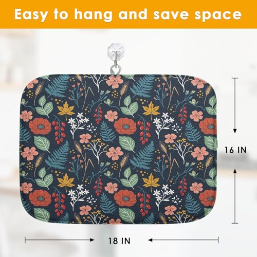 Sanwarm Absorbent Dish Drying Mat - 16" x 18" Floral Design