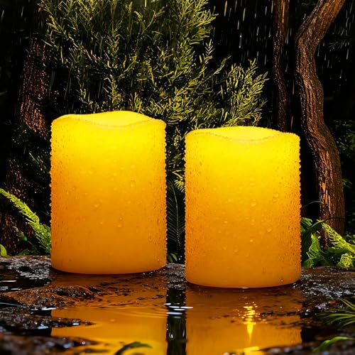 Homemory Solar Candles - Waterproof Flameless Outdoor Candles, Set of 2, Dusk to Dawn