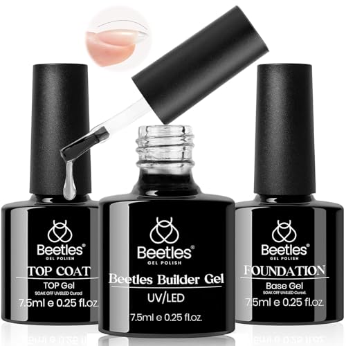 Beetles Builder Gel Set - 3Pcs 7.5ml Base & Top Coat for Nails