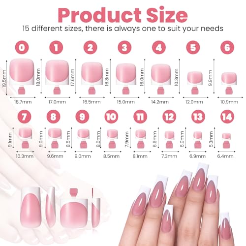 60 Pcs Medium Square French Tip Press-On Nails - Tweruna