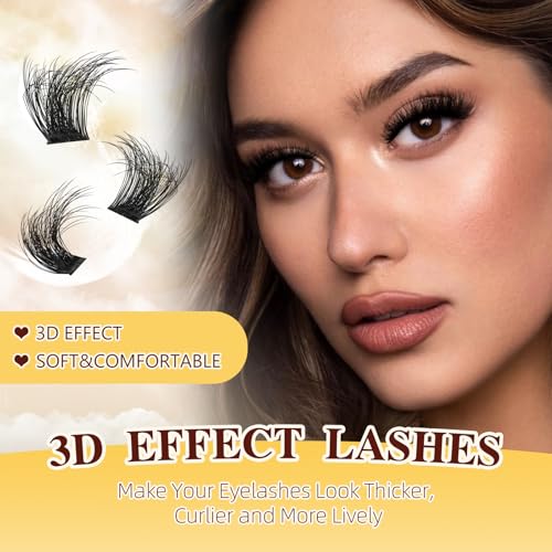 QUEWEL 3D Cluster Lashes Kit - 168 Pcs with 16ml Bond & Seal