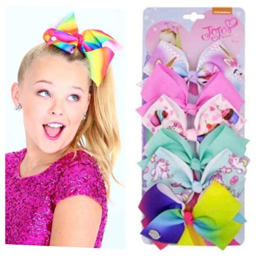 JoJo Siwa Rainbow Hair Clips Set - Handmade Bow Hair Accessories for Girls