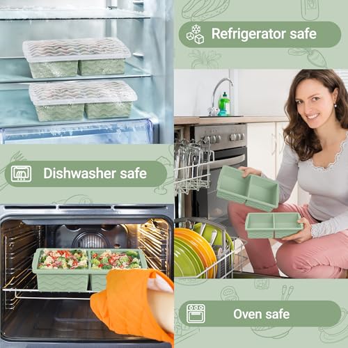 Aopigavi Silicone Freezer Tray with Lid – 2-Cup Portion Control Molds