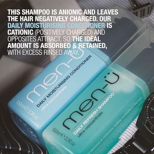 men-ü Daily Refresh Vegan Shampoo with Pump - Ultra-Concentrated 3.3oz