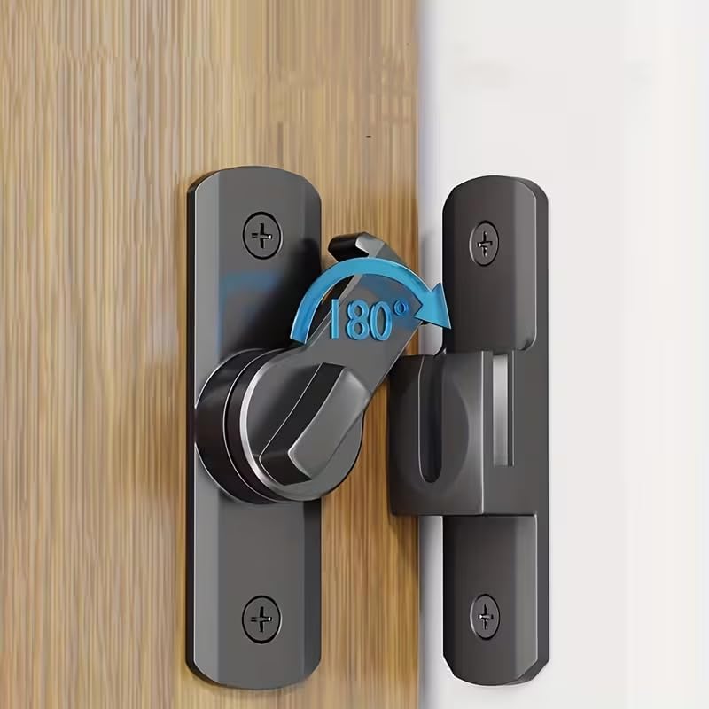 Heavy Duty Security Door Lock - Anti-Pry Bolt Lock with Adjustable Sliding Insert | Black, Commercial Grade