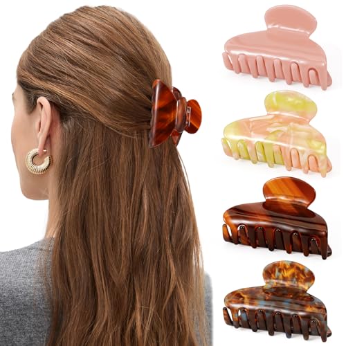 Multi Color 4 Pack Hair Clips for Women - Stylish Claw Clips