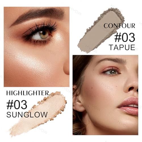KYDA Baked Highlighter and Contour Palette - Silky Shimmer Face Sculpting