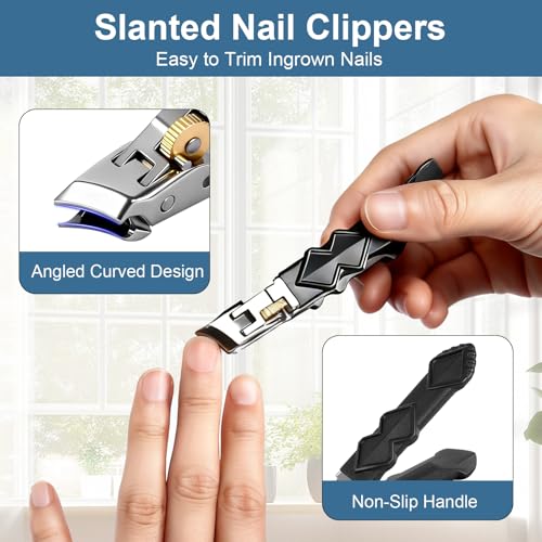 Heavy Duty Toenail Clippers for Thick Nails - 2pc Stainless Steel Set