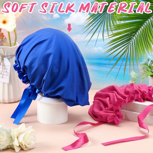 Vinsatin 4 Pcs Tanning Face Cover Hair Caps Pink & Blue Nonwoven Fabric