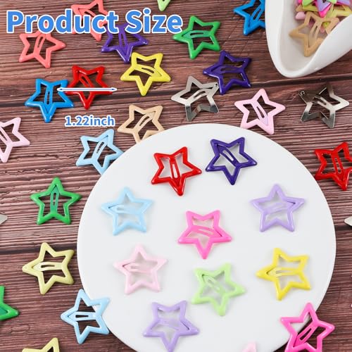 55pcs Colorful Star Hair Clips Set - Snap Barrettes for Girls
