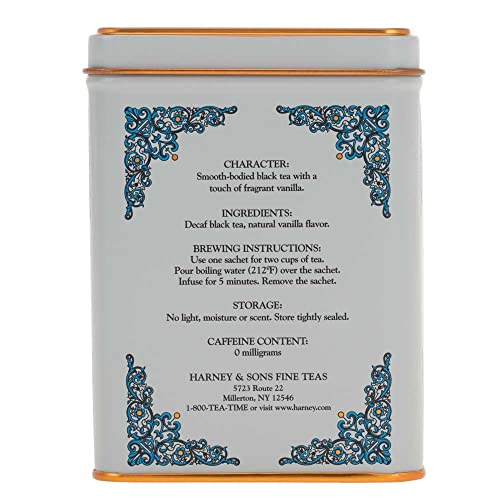 Harney & Sons Vanilla Comoro Decaf Black Tea - 20 Sachets Tin