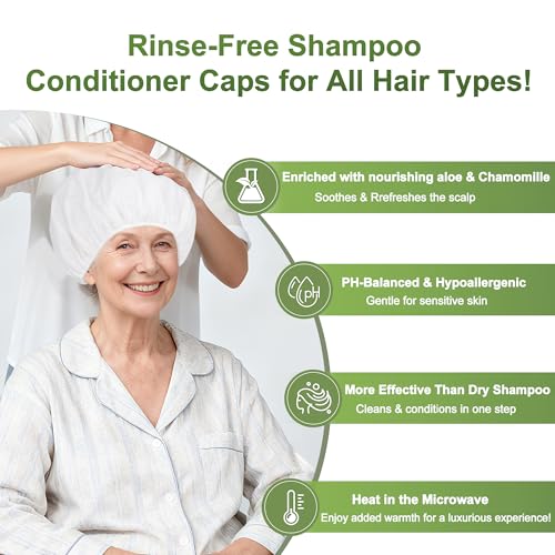10 Pack Waterless Shampoo Caps for Easy Hair Wash | White