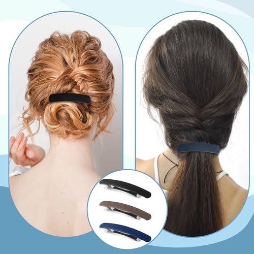 3 PCS Vintage Matte Flat Ponytail Clips for Women - Strong Hold Hairpins
