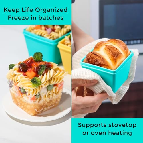 Gemice 1-Cup Silicone Freezer Molds with Lids - 4-Pack Food Storage