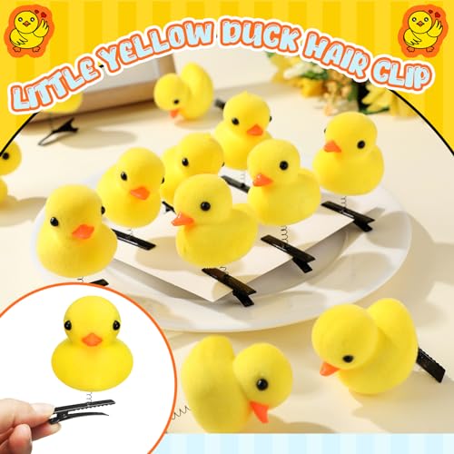 Simple Style 12 Pcs Yellow Duck Hair Clips for Kids & Adults - Fun Festival Rave Accessories