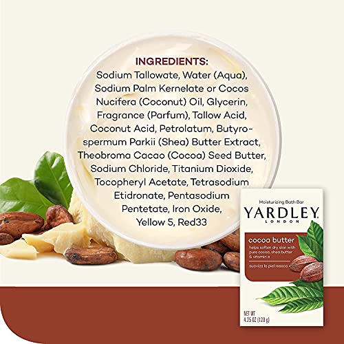 Yardley Cocoa Butter Moisturizing Bath Bar - 4 oz (Pack of 6)