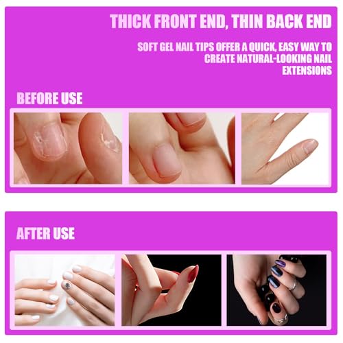 500 Pcs Almond Nail Tips - Transparent Gel Nail Extensions