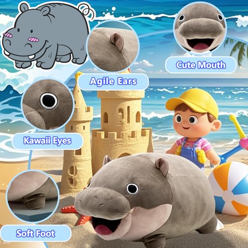 Cute Pygmy Hippo Plush Toy - Soft Stuffed Animal Pillow, 9 Inch