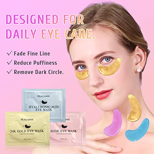 PEAUAMIE Under Eye Patches for Dark Circles & Wrinkles - 30 Pairs