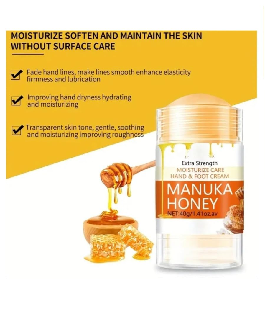 Manuka Honey Foot Hand Cream Stick Extra Strength for Dry & Cracked Feet Elbows Knees Heels Hands, Hydrates & Nourish Foot Care up to 8 hours 1.41 oz
