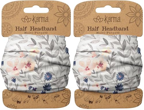Karma Meadow Stretchy Fabric Hair Headband & Scarf - White (Pack of 2)