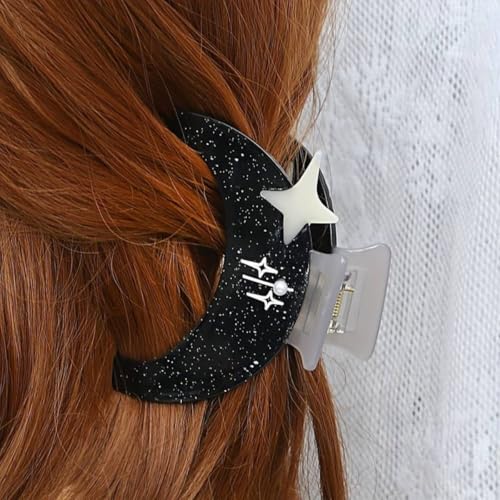 Black Acetate Claw Hair Clip - Stylish Non-Slip Hair Accessory for Women