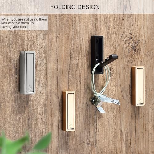 MACIKWON Foldable Coat Hooks - Heavy Duty Wall Hooks for Coats, Bags & Towels (2 Pack, Brushed Nickel)