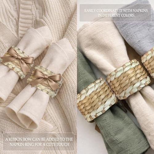 Handmade Rustic Seagrass Napkin Rings - Set of 6 for All Occasions