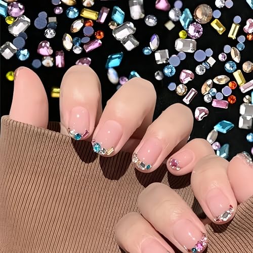300Pcs Colorful Mini Nail Rhinestones - Multi Shape Charms for Nail Art