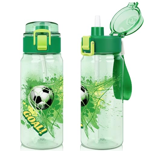 Wooshwa Tritan Kids Water Bottle 18.6 Oz Leakproof with Straw